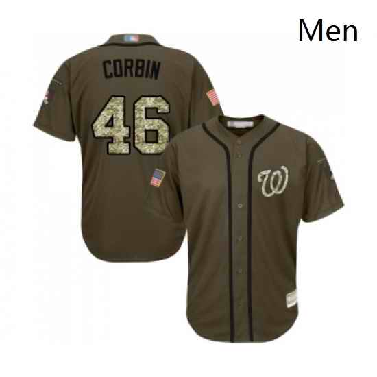 Mens Washington Nationals 46 Patrick Corbin Authentic Green Salute to Service Baseball Jersey